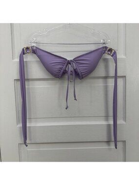 Moda Minx XL Lilac Bikini Top Jeweled Trim Tie Front Swim Top Purple